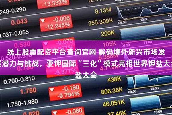 线上股票配资平台查询官网 解码境外新兴市场发展潜力与挑战，亚钾国际“三化”模式亮相世界钾盐大会