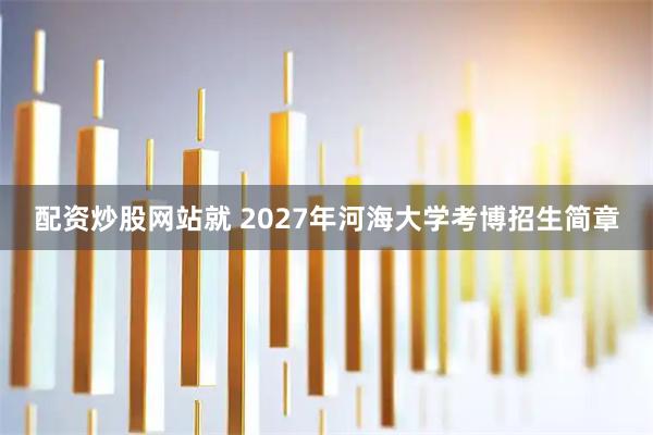配资炒股网站就 2027年河海大学考博招生简章